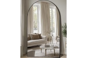 Furnbar Full Length Mirror, 76"x44" Arched Full Body Mirror, Oversized Mirror, Floor Mirror, Leaning Free Standing Mirror, Hanging Mounted Large Mirror for Bedroom Dressing Room, Cloakroom, Black