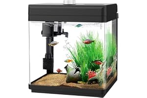 AQQA 1.5 Gallon Aquarium Kits Desktop Small Fish Tank with Filter and Light (8 Colors Adjustable) Freshwater & Saltwater Bett