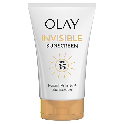Olay Invisible Sunscreen, SPF 35, 100% Invisible Facial Sunscreen and Makeup Primer - Fragrance-Free, Weightless, No White Cast Broad Spectrum Sun Protection with Vitamin C & E, Aloe Vera, 1.7 Oz
