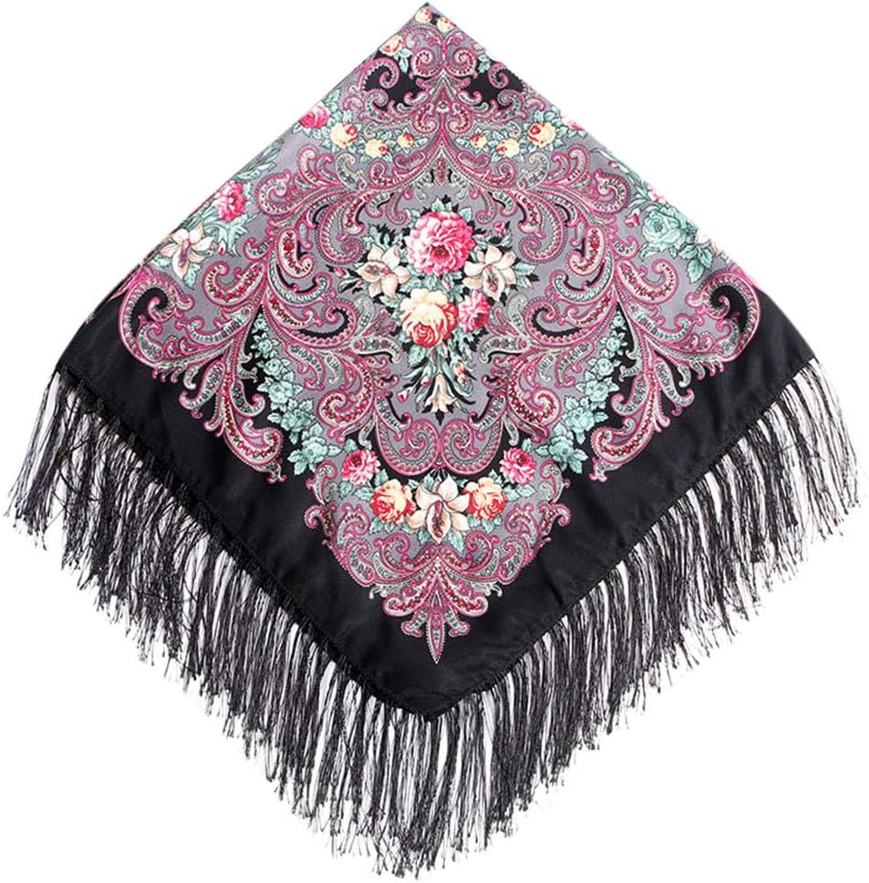 Goosun Scarf Wrap Traditional Ukrainian Polish Russian Fringed Floral Neck Head Shawl Womens Scarves,Shawls and Wraps,Ukrainian Russian Scarf and Wrap With Tassel