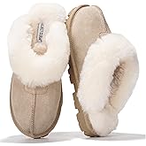 Project Cloud 100% Genuine Leather & Australian Shearling Slippers for Women - Cozy Memory Foam Women's Slippers (Hedy)