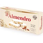 El Almendro Turrones, Turron Duro Nougat Candy, Crunchy Almond Torrone From Spain, Traditional Spanish Brittle, Dessert, Gluten Free, 1 Box, 7oz.