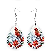 Red Cardinal Earrings, Cardinal Bird Winter Dangle Earrings, Christmas Earrings, Holiday Jewelry