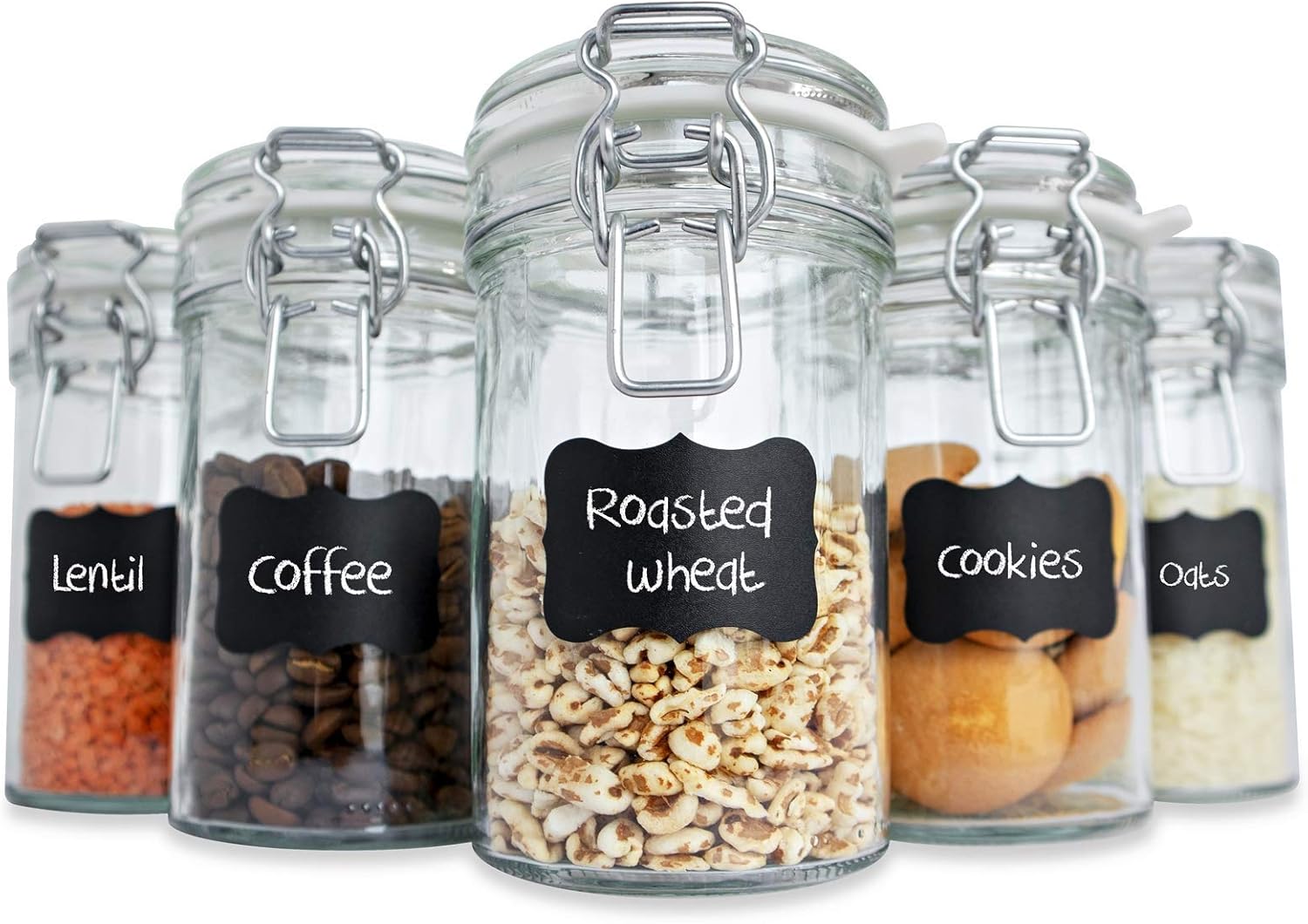 Creative Home 10 x 500ml Glass Jars with Clip Lids Storage Set, Clear, 500ml x 10 - Image 5