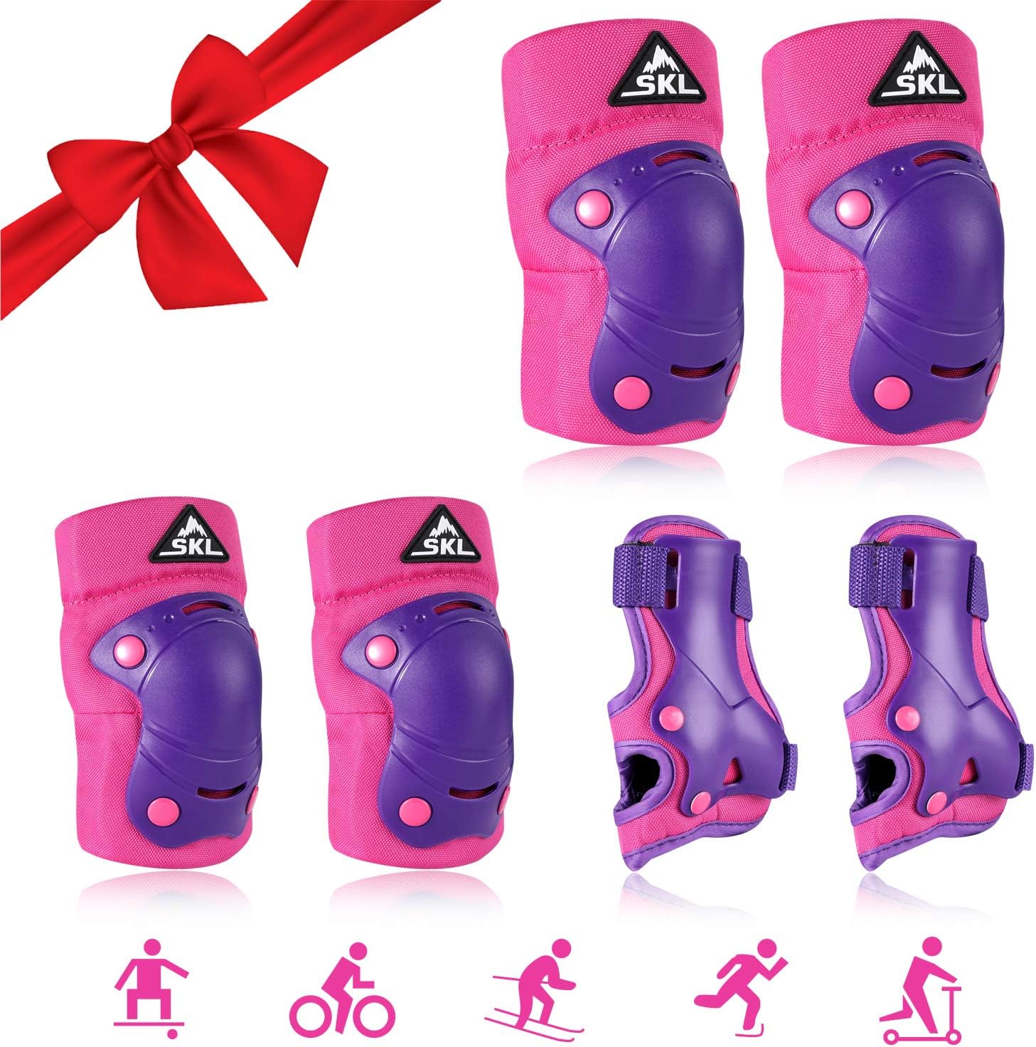 Kids Knee Pads Elbow Pads Guards Protective Gear Set for Skates Skateboard Rollerblade Roller Cycling Bike Inline Scooter Riding, Toddler Wrist Guards for Sports Purple : Sports & Outdoors