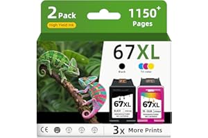 UBINKI 67XL Ink Cartridges Replacement for HP Ink 67 XL Black and Color Combo Pack HP67 HP67XL for 2700 2700e 2752e 2755e 2800e 2855e 2827e 2852e 4100 4100e 4155e 4200e 4227e 4255e 6000 6055e 6455e Printer