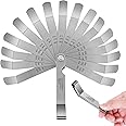 16 Blades Stainless Steel Feeler Gauge, Metric and Imperial Gap Measuring Tool Width and Thickness Feeler Gage Gauge for Spark Plug, Valve Adjustment Tool, 0.127-0.508mm (0.005IN-0.02)