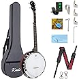 Kmise 5 String Resonator Banjo,Professional Sapele Back Full Size Banjos Starter Kit with Bag Tuner Strap Strings Picks Ruler Wrench Bridge