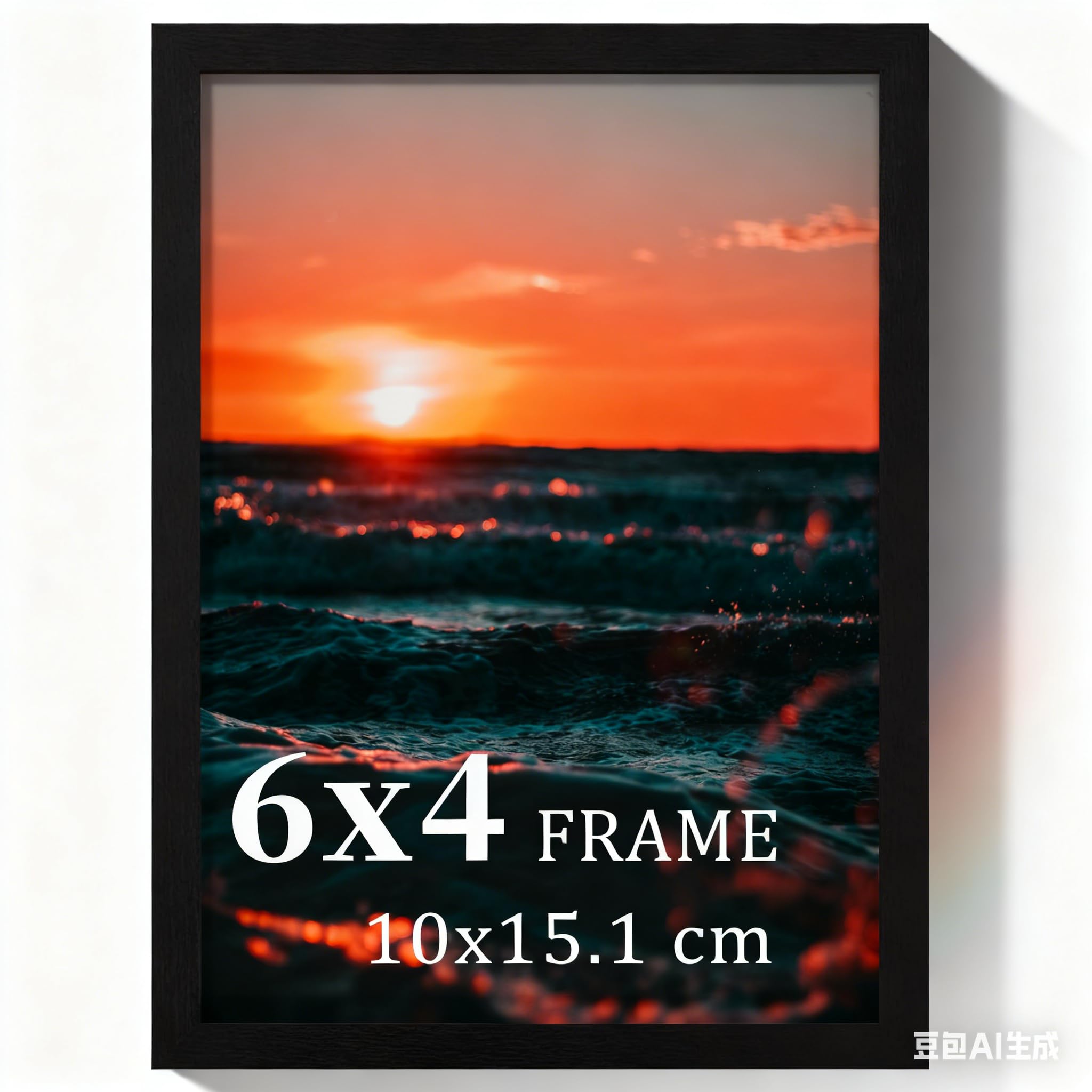 Picture Frame, Versatile Wooden Photo Frame, 4x6 Inch (10.1x15.2 cm) with Safe Perspex Front & Wall Hanging Hooks- For Display, Landscape or Portrait Orientation Wall-Mount & Desk Stand