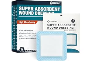 Ceeport Super Absorbent Dressing Pads for Wound Care, 4"X4" 10 Count, Nonstick Gauze Pad with Ultrasorb Polymer for Drainage, Fast Healing, Large Non Adhesive Bandage for Surgical, First Aid, Medical