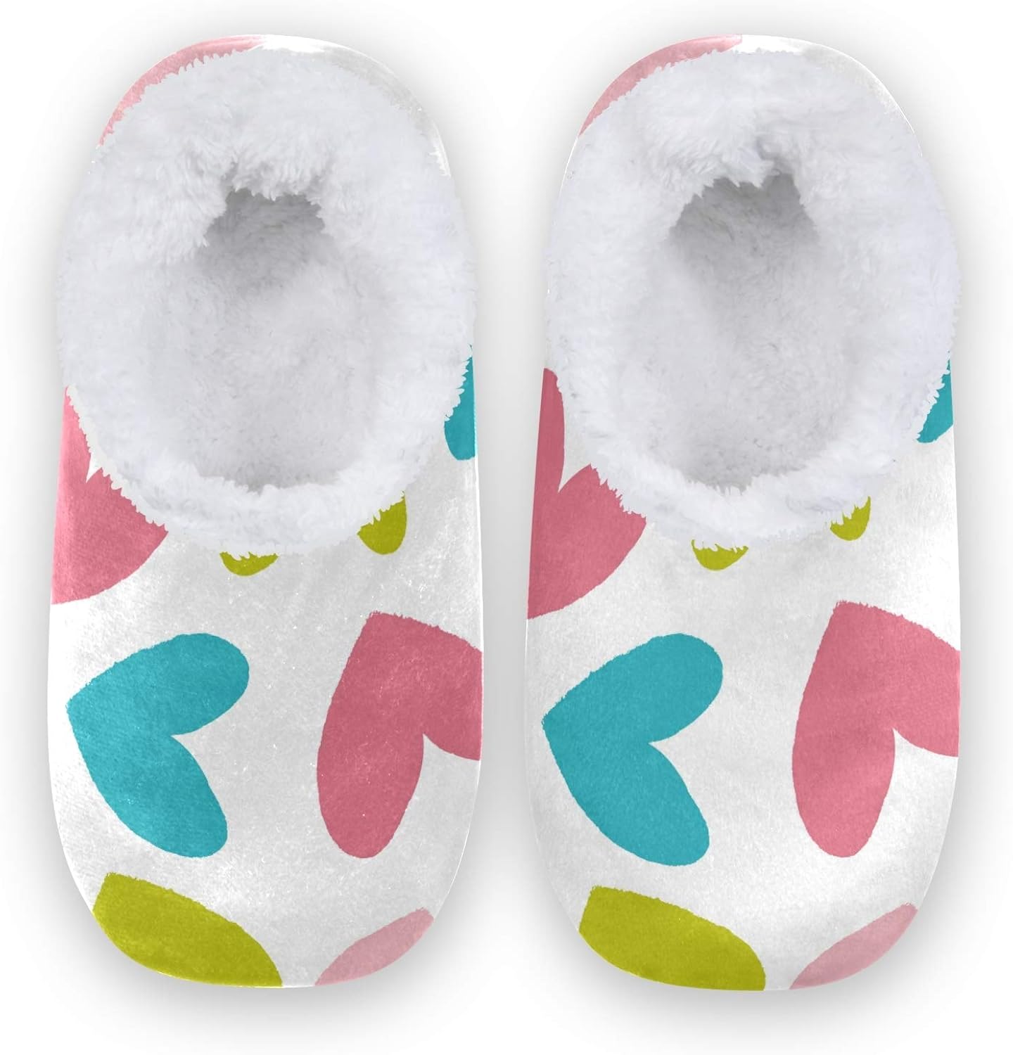 OTVEE Valentine Colorful Love Heart House Slipper for Women