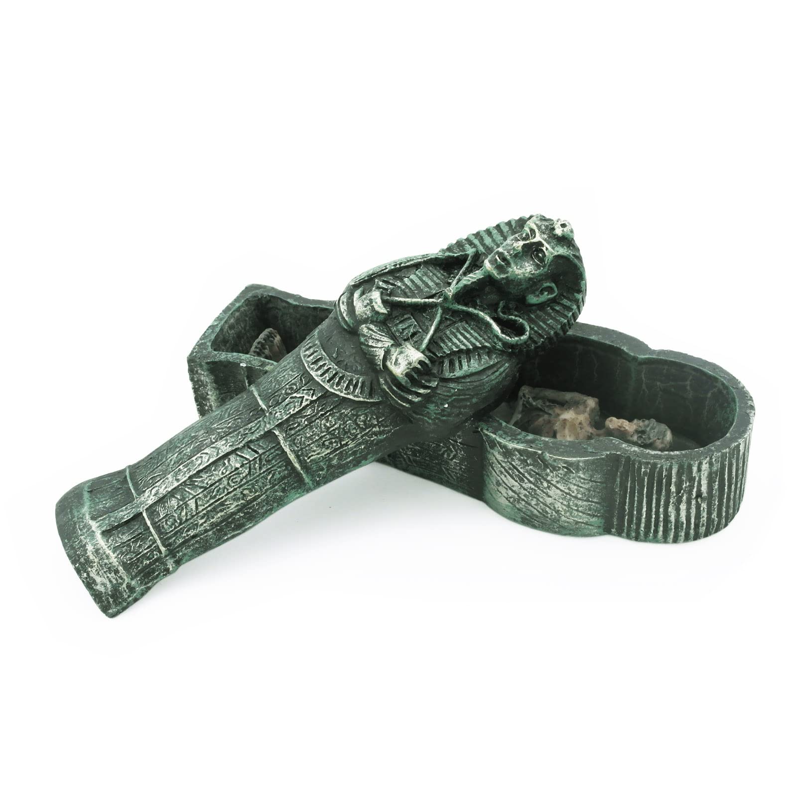 Kocris Casa Pyramid Pharaoh Aquarium Fish Tank Decorations Statues Figurine Sculpture Ancient Egypt Reptile Turtle Lizard Spider Tanks Terrarium Egyptian Décor Ornament Pet (Mummy Coffin Green) — image 1