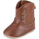 MK MATT KEELY Leather Western Boots Cowboy Bootie Soft Sole Non-Slip Crib Shoes for Baby Infant Toddler Girls Boys Newborn