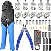 Taiss Coaxial Cable Tool Kit BNC Crimp tool with 10PCS BNC Male Crimp Connector,Coaxial Cable Stripper Cutter,Wire Cable Cutt