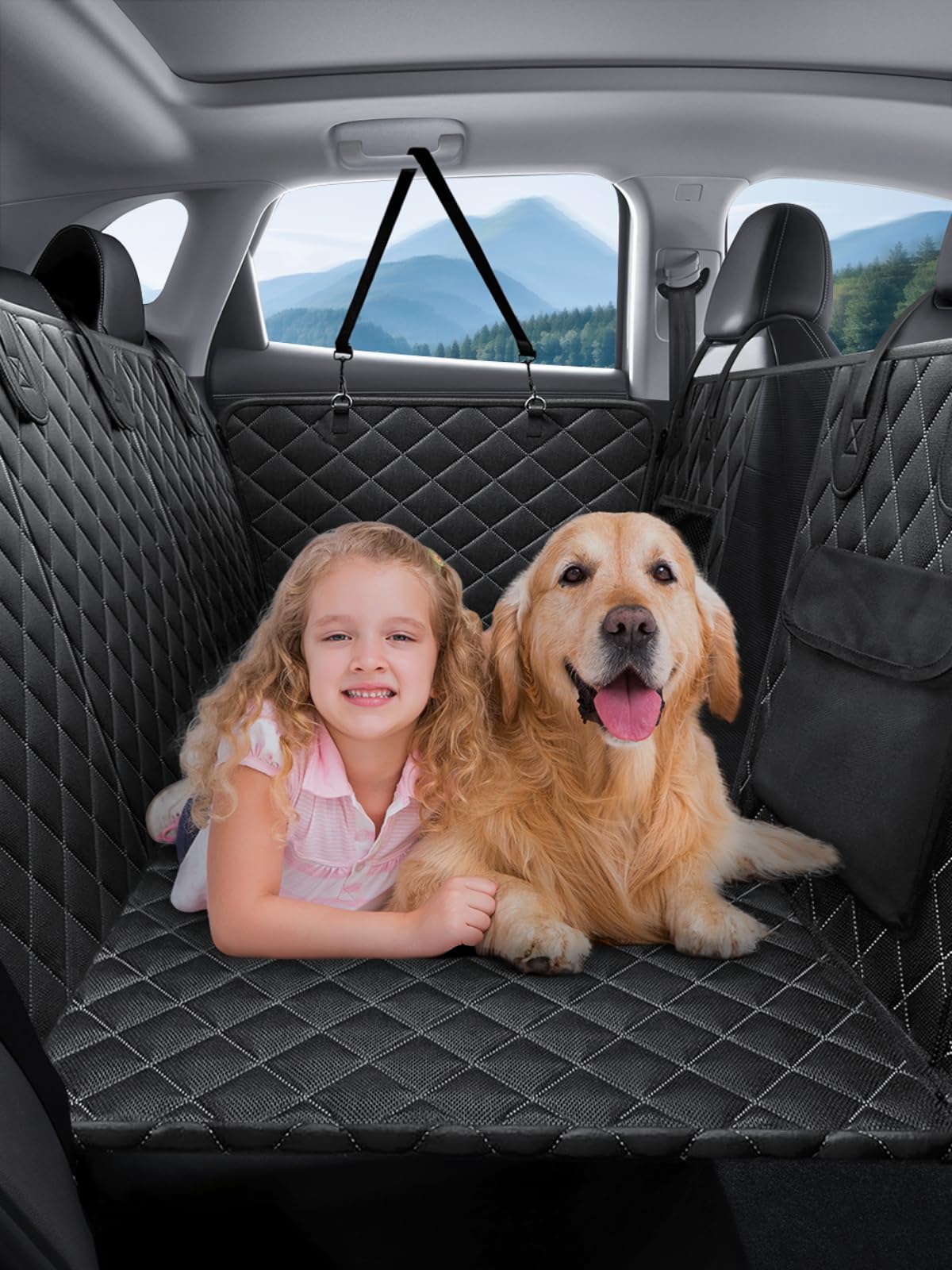 Photo 1 of Turosur Car Back Seat Extender for Dogs Waterproof Pet Hammock for SUV Hard Bottom Car Travel Pet Bed Holds 440 lbs