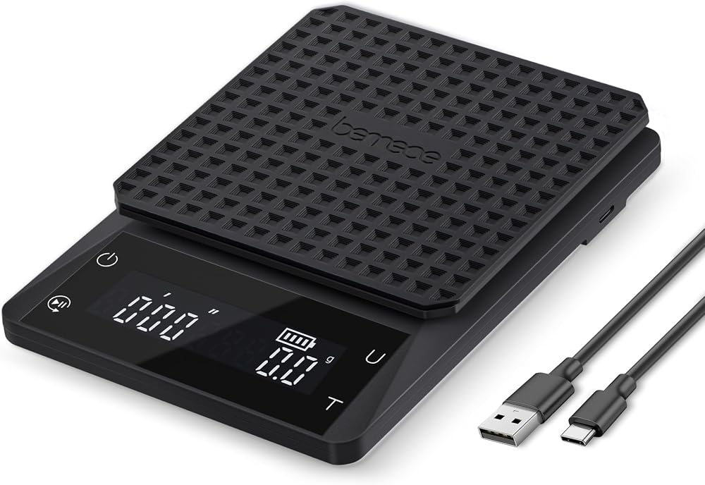Bemece Digital Coffee Scale with Timer 0.1g-3000g Large LED Display