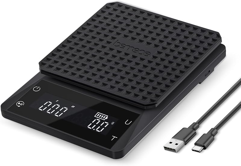Bemece Digital Coffee Scale with Timer 0.1g-3000g Large LED Display