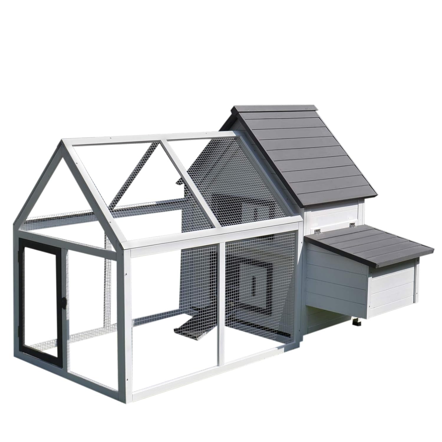 Pawhut 65 Wood Outdoor Chicken Coop House With Nesting Box Ramp Run And Ladder