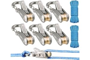 HJQHRU 6-Pack Paracord Adjusters,ope Tightening Tool & Tensioner,Rope with Roller Tensioner Heavy-Duty Tie Down for Camping, Tarps, Guy Lines, Boating & Outdoor Gear