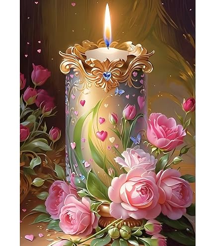GDYEEH 5D Diamond Painting Kit - Full Round Drill Pink Flowers Craft For Adults, 12x16 Inch