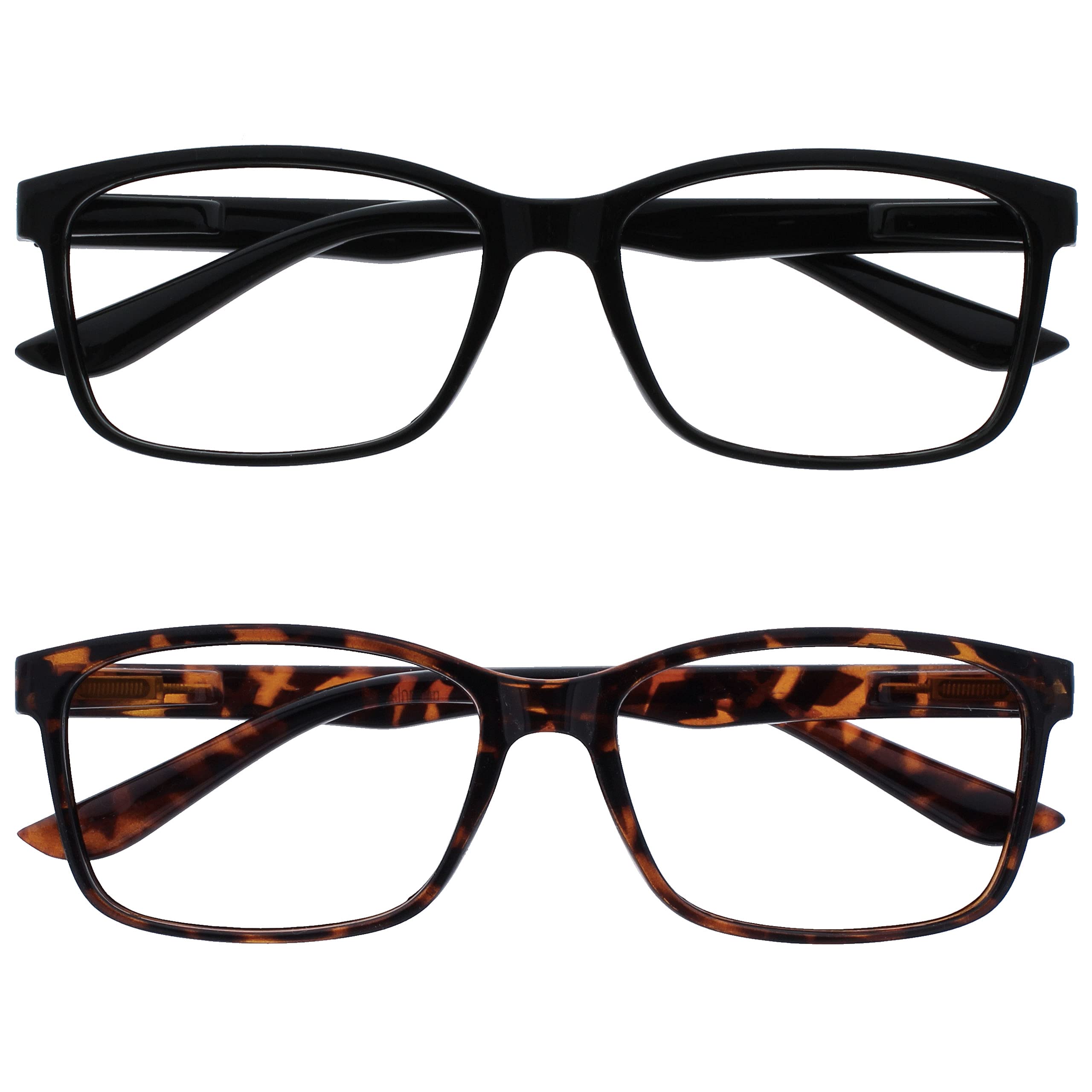 OPULIZE The Reading Glasses Company Black & Brown Tortoiseshell Readers Value 2 Pack Large Mens Spring Hinges RR83-12 +1.00 — image 1