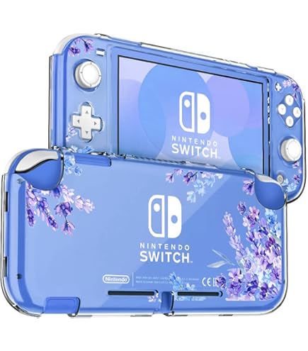 Purple Protective Case For Switch Lite - Hard Shell With Heart Design & 2 Thumb Grips