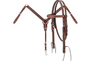 Western Horse Headstall Bridle Breast Collar Reins Tack Set Leather Floral Tooled Handmade Full Cob Pony Breastplate ME-HBC-0