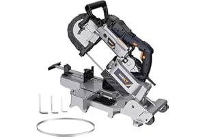 MAXXT Band Saw with Lightweight Aluminum Base, 10 Amp 5 Inch Deep Cut Bandsaw, Variable Speed Handheld Automatic Multipurpose Cut with Carrying Wheels Portable Metal Saw, Band Saws for Metal Wood