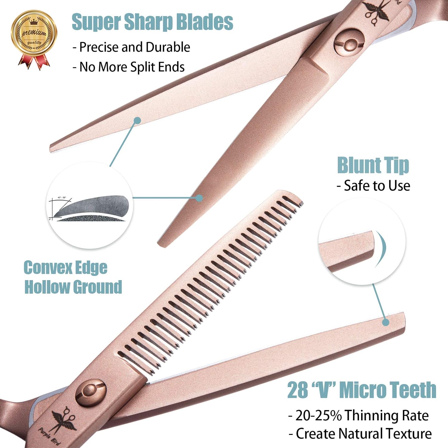 PURPLEBIRD Hairdressing Scissors - 6 Inch Professional Hair Thinning Scissors Kit for Men Women & Children - Image 3