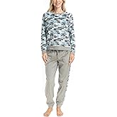 MUK LUKS Likely to Lounge Women's 2-Piece Pajama Set, Minky Fleece Long Sleeve and Jogger Pjs, Pijamas de Mujer