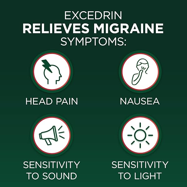 EXCEDRIN MIGRAINE RELIEF CAPLETS FOR MIGRAINE SYMPTOMS, ACETAMINOPHEN 250MG, ASPIRIN 250MG, CAFFEINE 65MG, PAIN RELIEVER, 100 COUNT