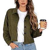 LEACOOLKEY Women's Faux Suede Cropped Jacket Casual Lightweight Coat Fall Winter Fashion Outerwear