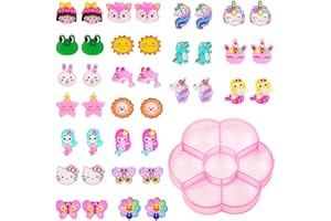 MENGLISI 20 Pairs Clip on Earrings for Girls Kids Acrylic Hypoallergenic Earrings Cute Dangle Earring with Multiple Animal Mermaid Butterfly Alpaca Earrings Play Jewelry(Lovely Animal)