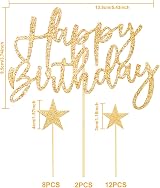 iZoeL Gold Birthday Decoration Set 2 Sets Cake Topper Banner Confetti Stars view 2