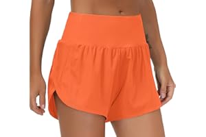 THE GYM PEOPLE Womens High Waisted Running Shorts Quick Dry Athletic Workout Shorts with Mesh Liner Zipper Pockets