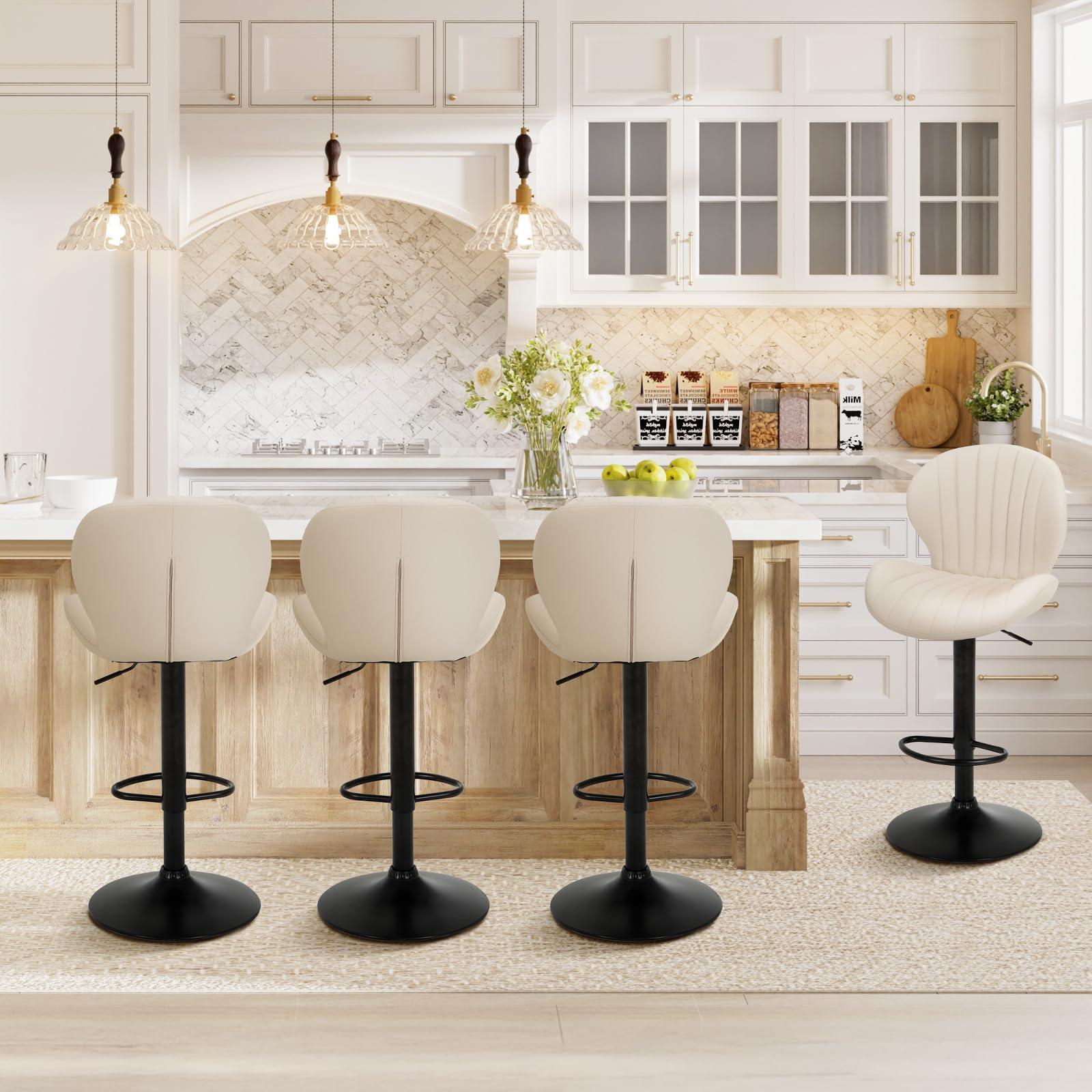COLAMY Bar Stools Set of 4, Modern Swivel Bar