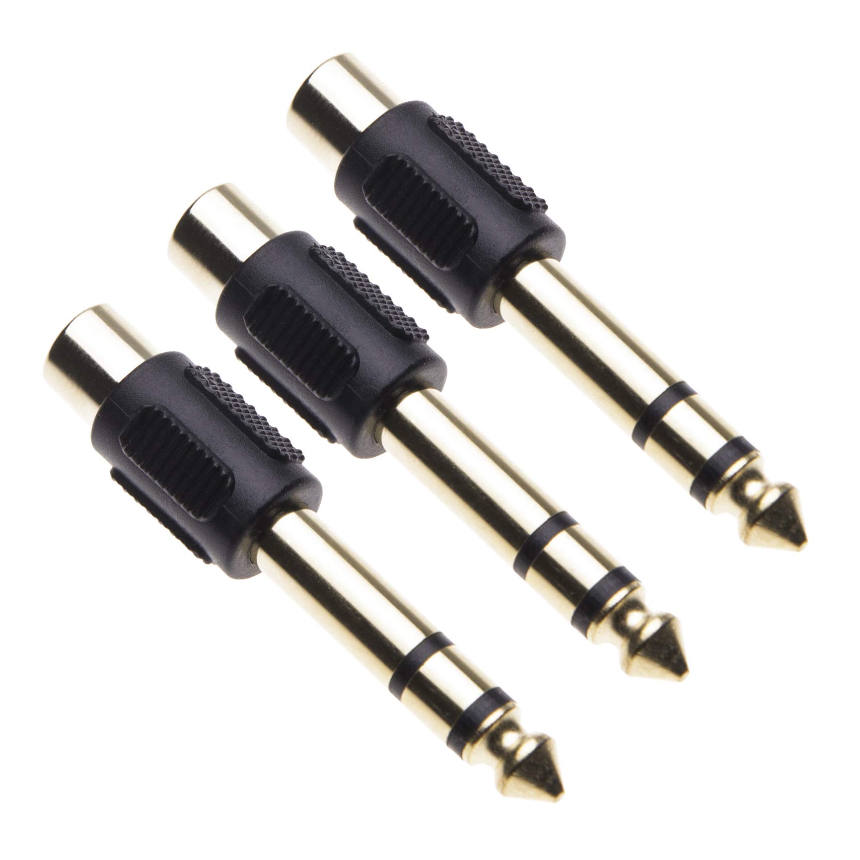 Keple 6.35mm to 1 RCA Adapter, 1/4 Inch Connector to single Phono, Stereo Jack Male to RCA Female Adaptor, Gold Plated TRS Converter (3 pack)