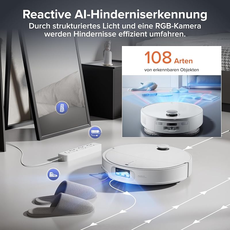 Qrevo EdgeT Saugroboter mit Wischfunktion, 18.500 Pa Saugkraft