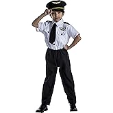 Dress Up America Pilot Costume for Kids, Airline Captain Uniform, Large, Black and White