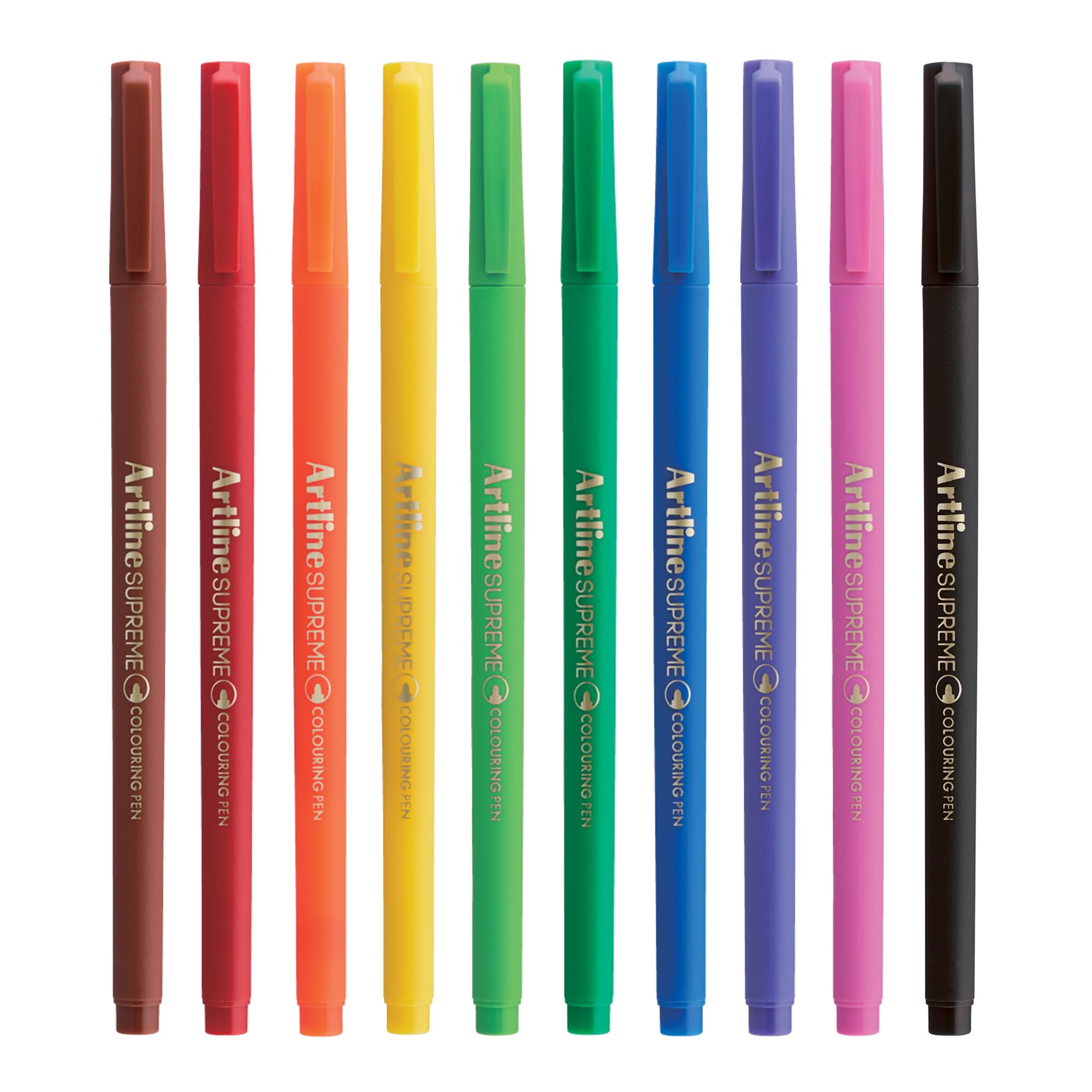 Artline Supreme Colouring Pens (Pack of 10 Vibrant Colours) – 0.6 mm Writing Width, Colouring Pens for Adults, Water-Based Ink Art Set for Writing, Sketching & Hatching – Genuine Art Supplies
