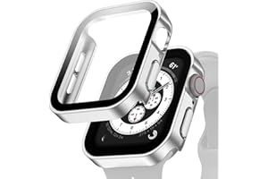 Singiuzoo Hard PC Case Compatible with Apple Watch 45mm 44mm 41mm 40mm Series 8/7/6/5/4/SE with Tempered Glass Screen Protect
