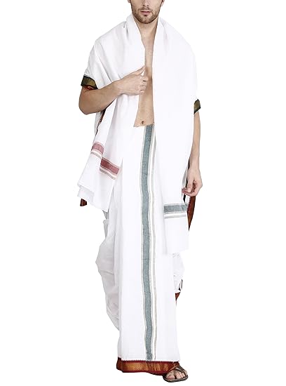 Men's 9X5 Panjagajam white dhoti for men,mayilkan,Color White