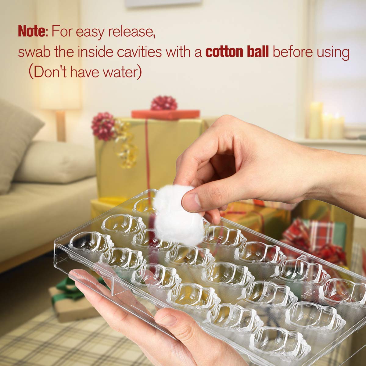 Jeteven Christmas snowman Clear Polycarbonate Chocolate Mold Jelly Candy Making Mold 18-Piece Tray