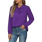 CZYINXIAN Womens Dressy Chiffon Blouse Business Work Casual Tie Neck Shirt Tops