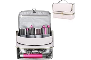 PRIPHER Double-Layer Travel Case for Dyson Airwrap, Shark Flexstyle Travel Carrying Case, Waterproof Portable Storage Bag for Dyson & Shark Hair Dryer/Styler/Airwrap/Attachments, Gift for Women (Pink)