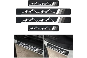 SOAPOP 4PCS Carbon Fiber Style Door Sill Protector Anti-Dirty Scuff Plate Cover Guard Sills Protector Trim,Welcome Pedal Protect Compatible with Car Truck SUV