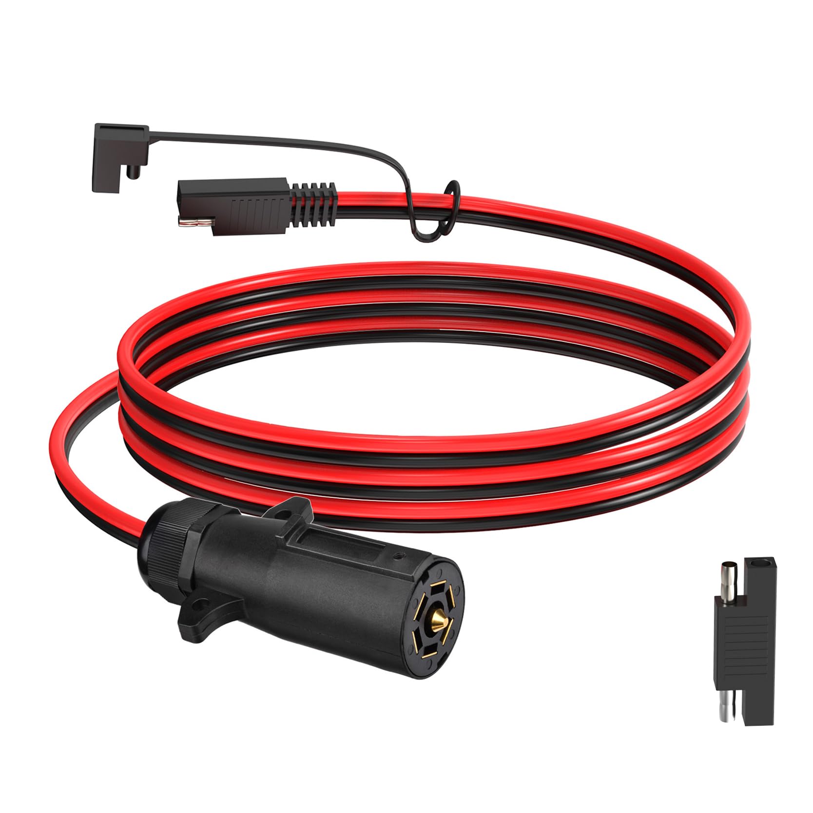 Photo 1 of ELFCULB 7 Way Trailer Plug to SAE Cable,10AWG 7 Pin Trailer Plug to SAE Connector with SAE Reverse Adapter for RV Truck Trailer(2FT)