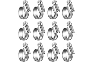 Steelsoft Heavy Duty Hose Clamp Size#6, 1/2 to 3/4 inch Adjustable Worm Gear Drive Hose Clamps Stainless Steel 304 for Fuel Injection Line, Automotive, Radiator, Garden,12 Pack