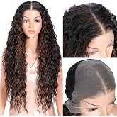 Style Icon 13x6 Lace Front Wig 30 Inch Long Curly Water Wave Style Synthetic Hair Free Part Wigs for Daily Wear Cosplay(30", TTSN4/33X)