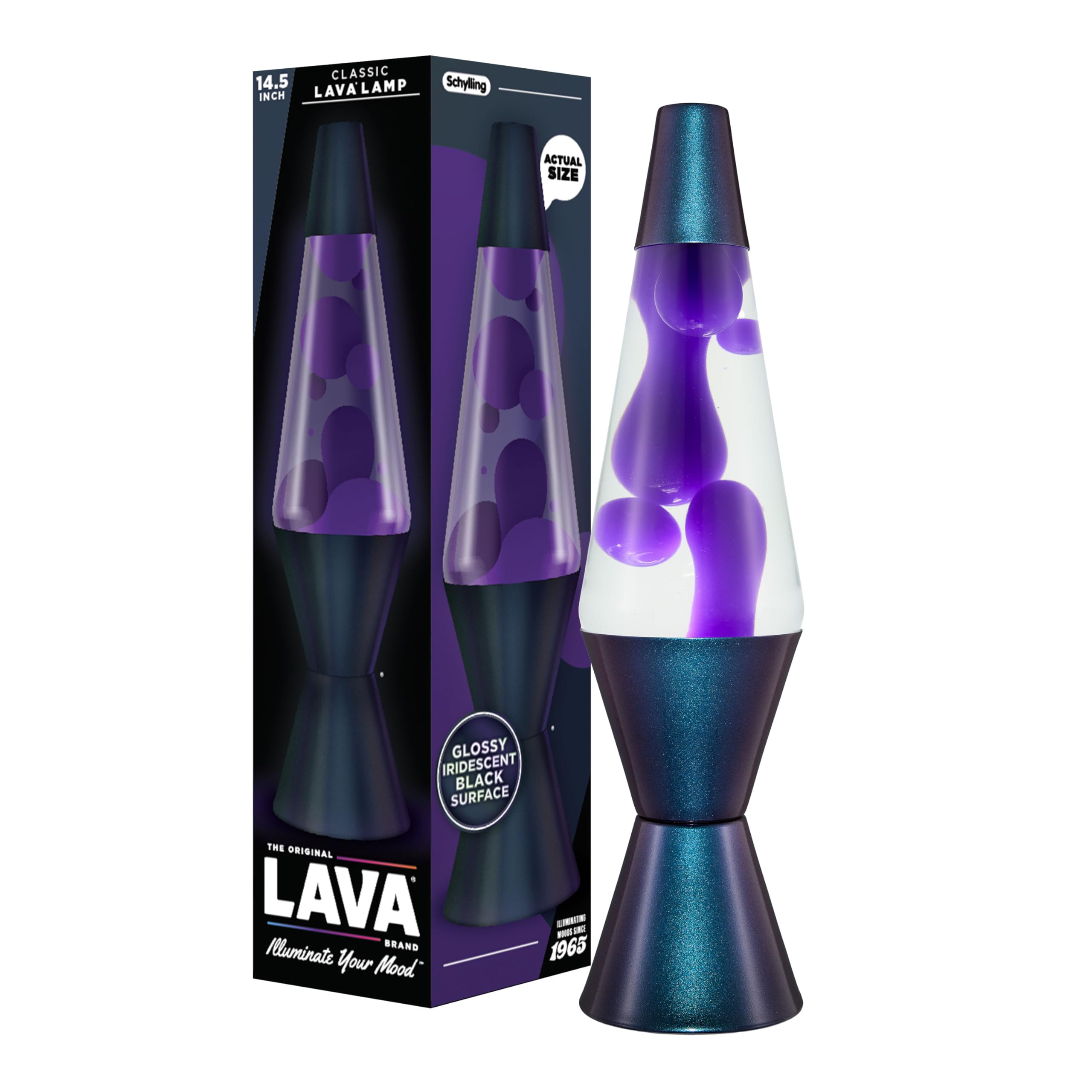 Photo 1 of Lava The Original Lamp - 14.5" Black Iris – Classic Liquid Motion Lamp - Purple Wax and Clear Liquid - Item #2425 (Amazon Exclusive)